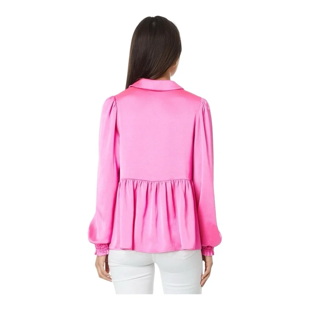 Lilly Pulitzer‎ Jaylene Dark Pink Party Puff Long Sleeve Jacquard Size 10